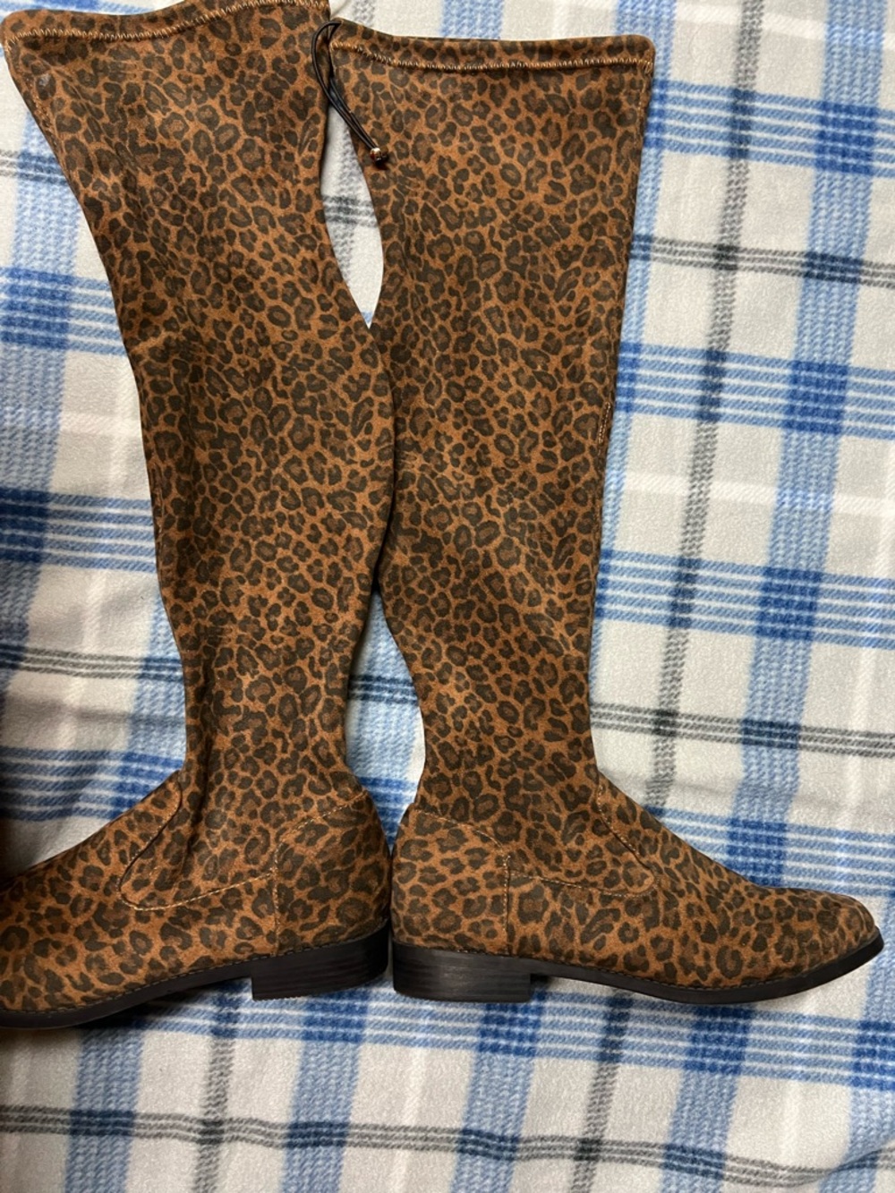 Reef Leopard-Print Over-the-Knee Boots in Brown and Black